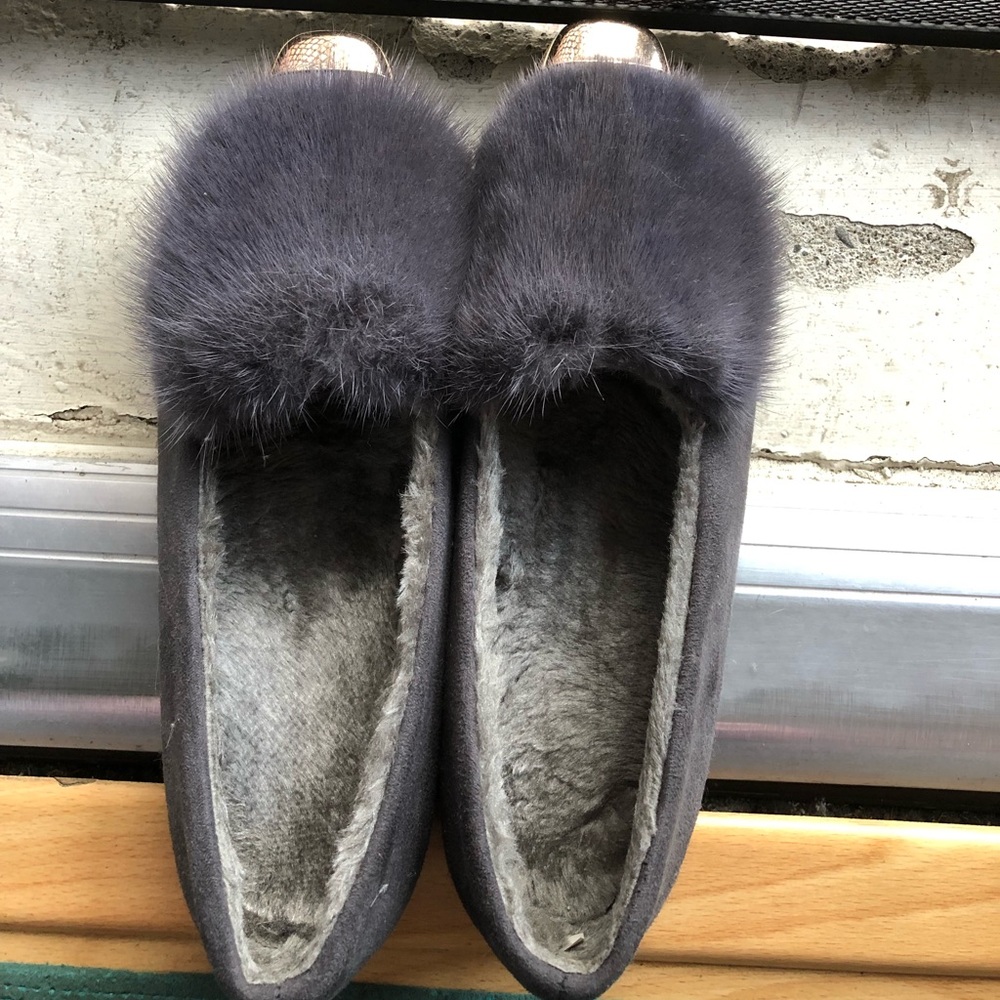 Faux fur flats